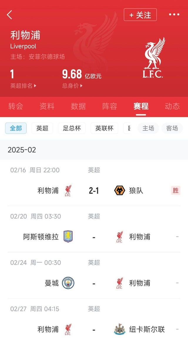 利物浦客场逆转，继续领跑积分榜