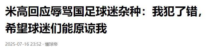 米高回应辱骂国足球迷杂种：我犯了错，希望球迷们能原谅我(中国国足最年轻的国脚)